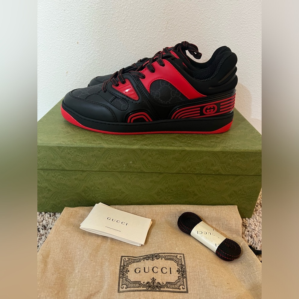 New Gucci Basket GG low-top black red sneakers - Picture 3 of 9